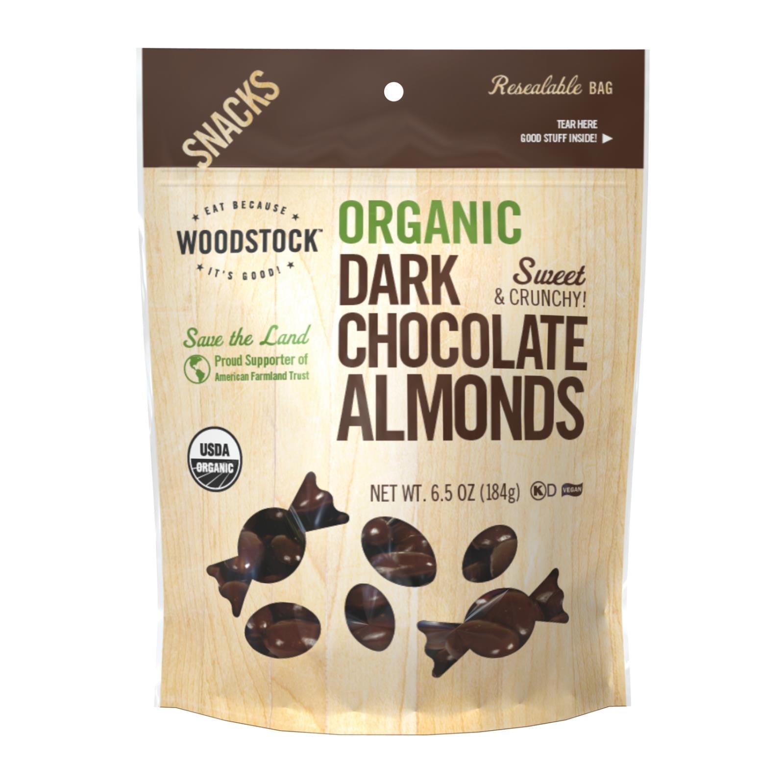 Woodstock Organic Dark Chocolate Almonds, 8-Pk, 6.5 OZ