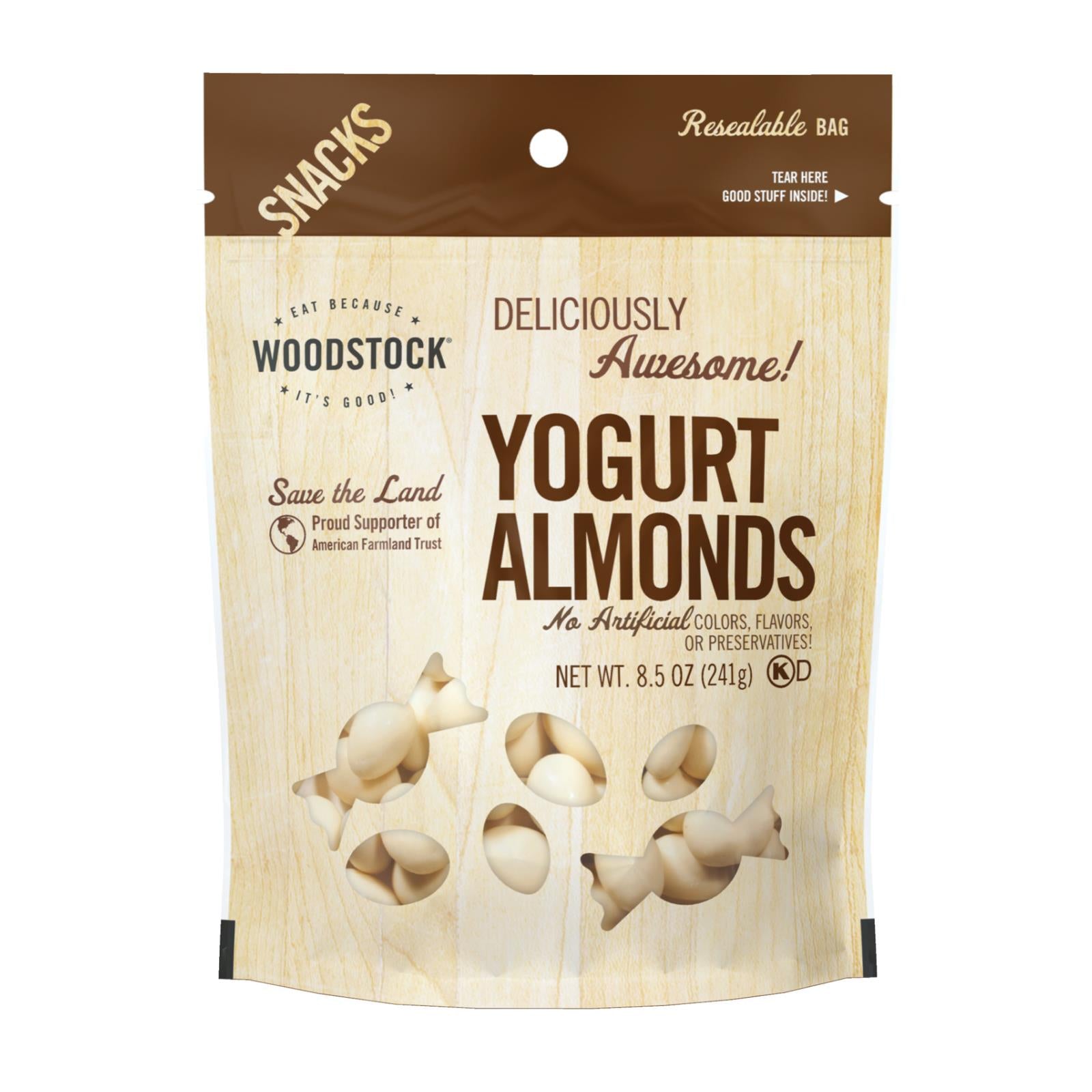 Woodstock Yogurt Almonds - Case of 8 - 8.5 OZ