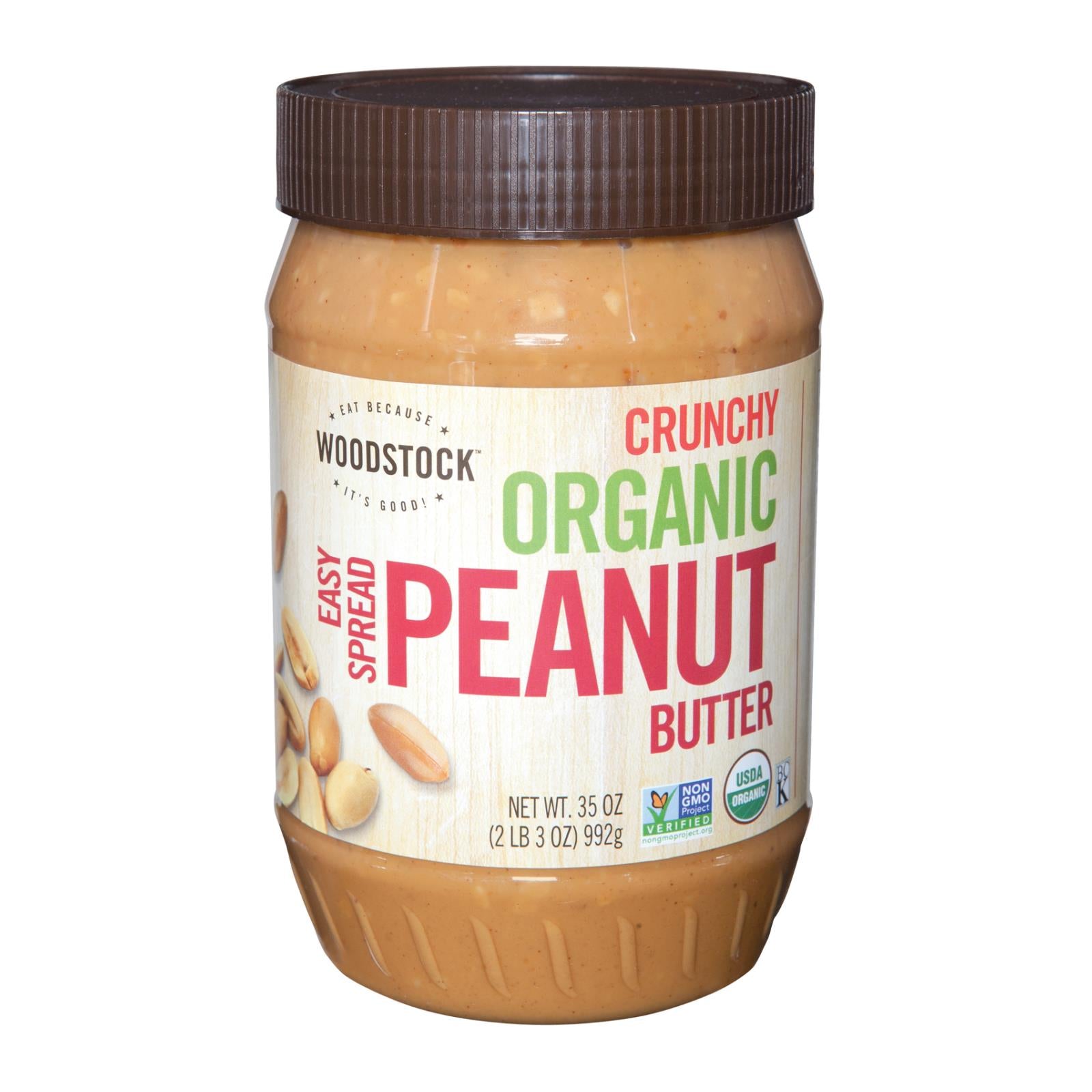 Woodstock Organic Crunchy Peanut Butter, 12 Pack - 35 Oz