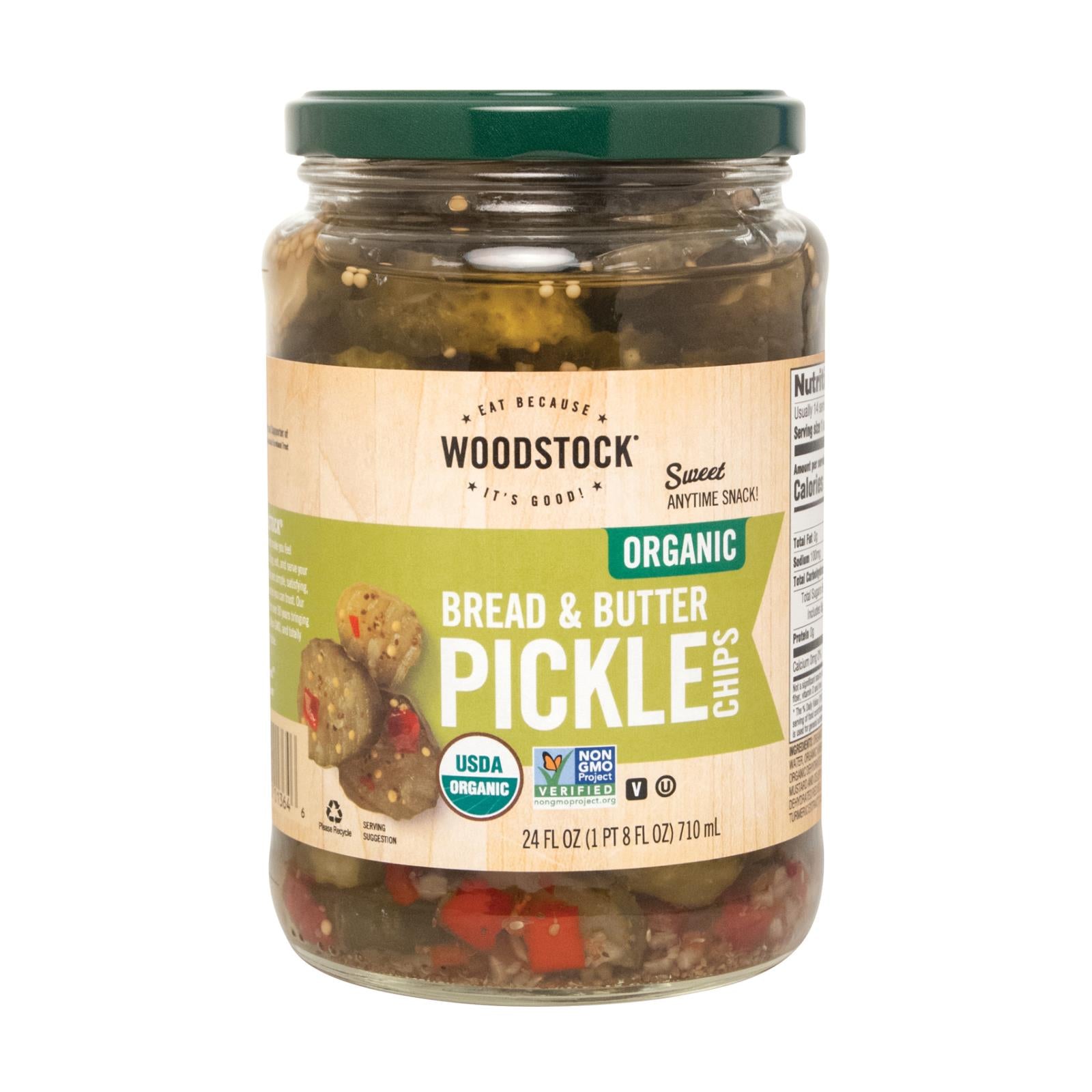 Woodstock Organic Bread & Butter Pickles, 6-Pack, 24 Oz