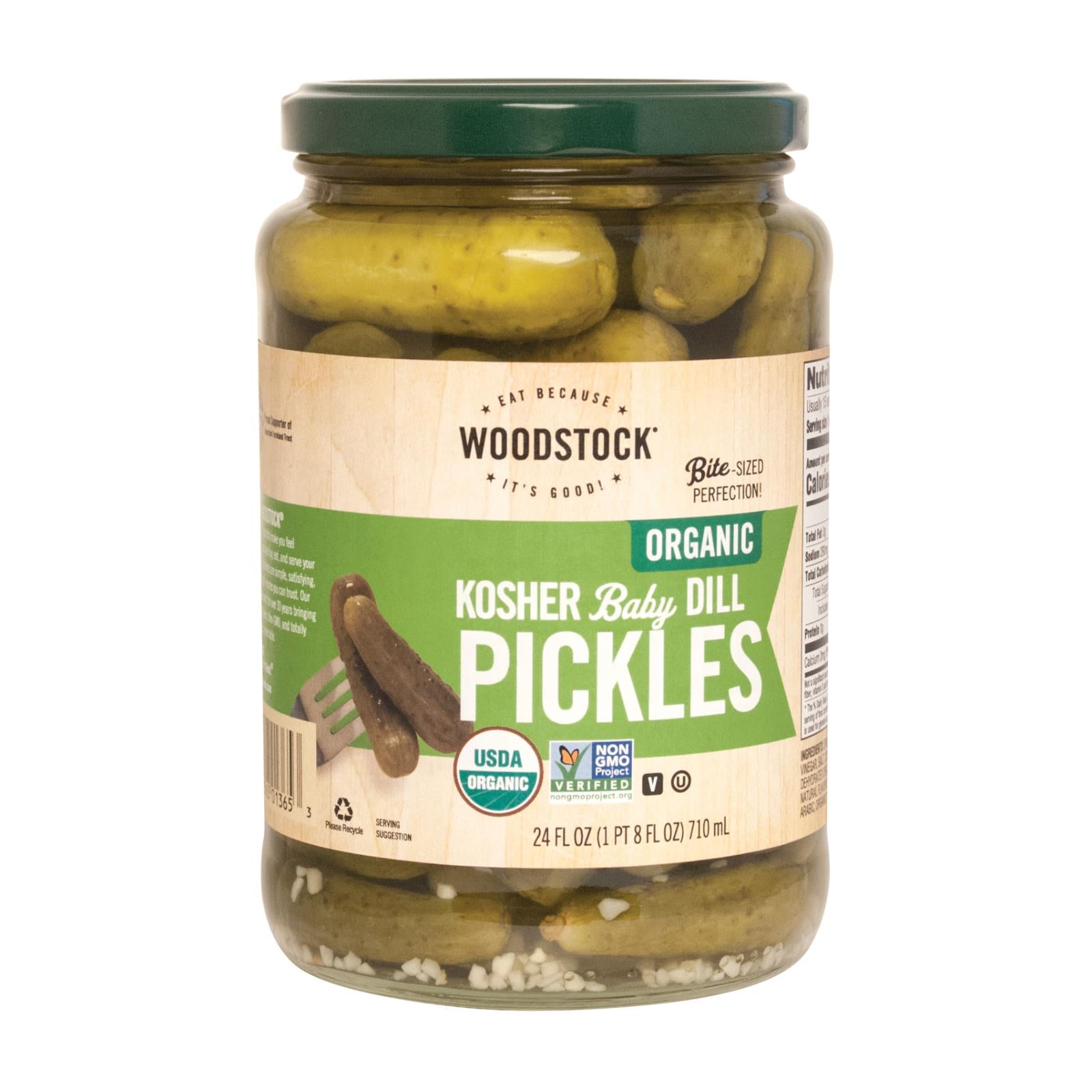 Woodstock Organic Kosher Baby Dill Pickles, 6-Pack, 24oz