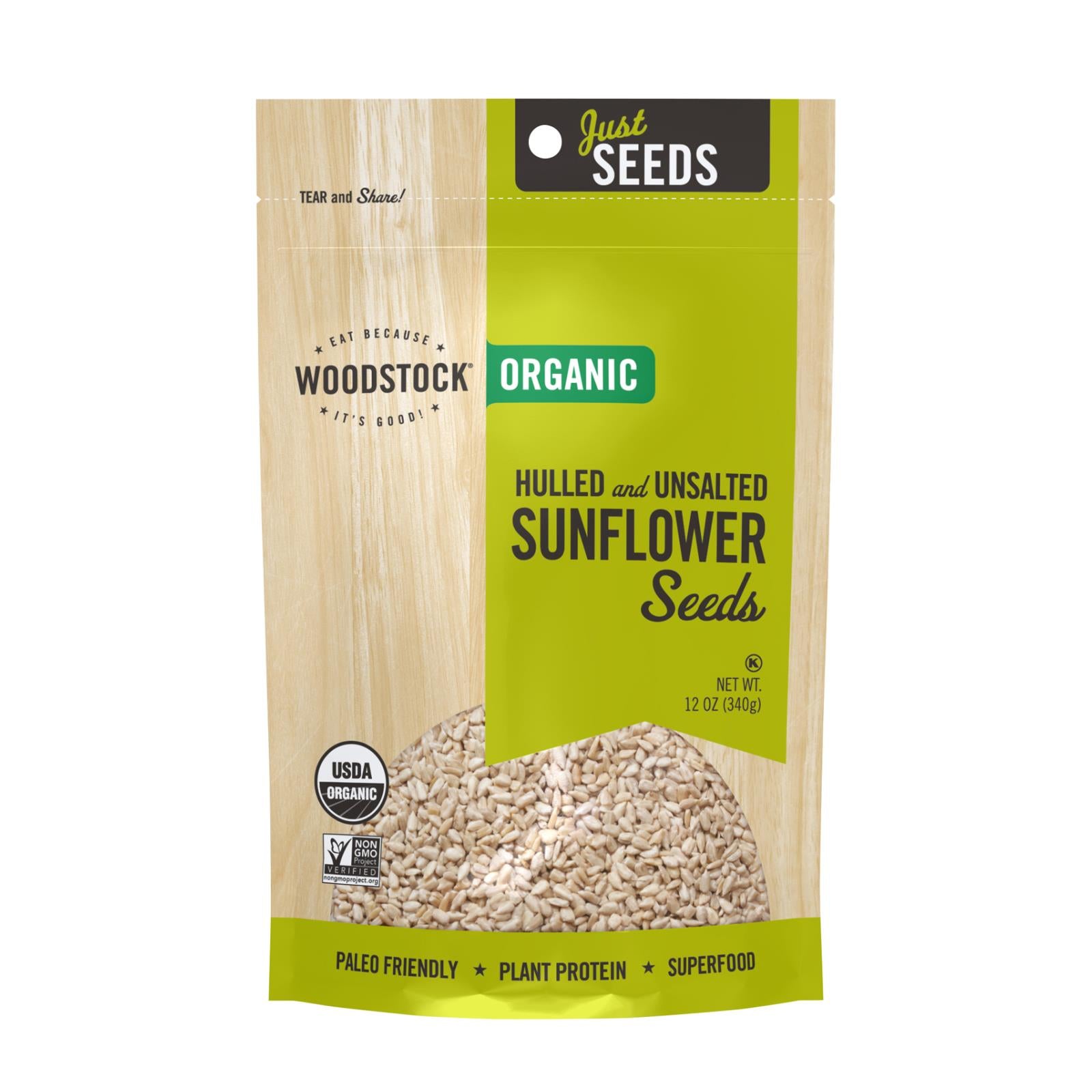 Woodstock Organic Unsalted Sunflower Seeds 8-Pack, 12 Oz