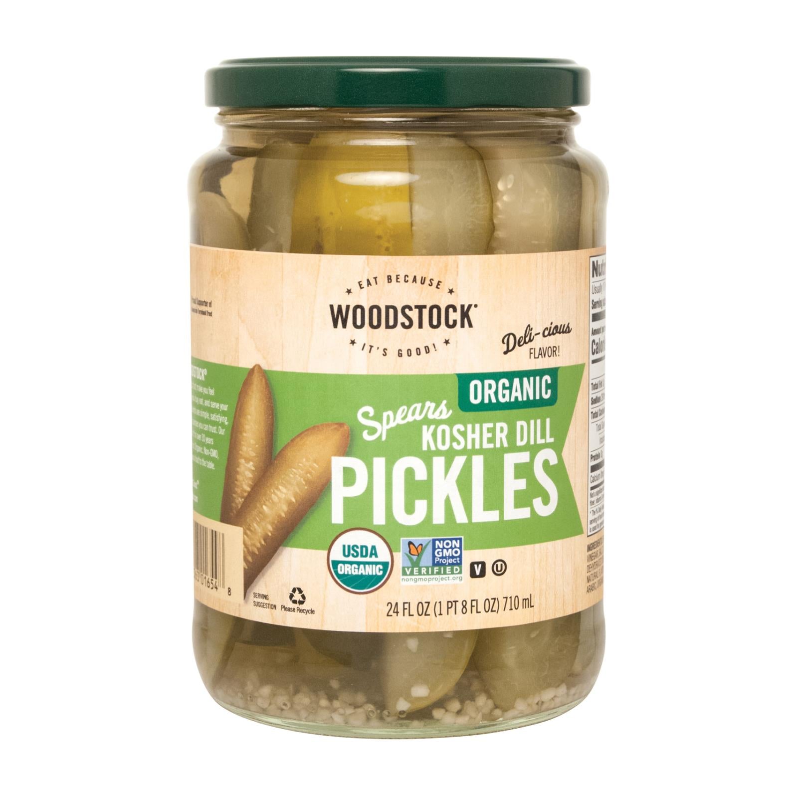 Woodstock Organic Kosher Dill Pickle Spears, 6-Pack, 24 Fz