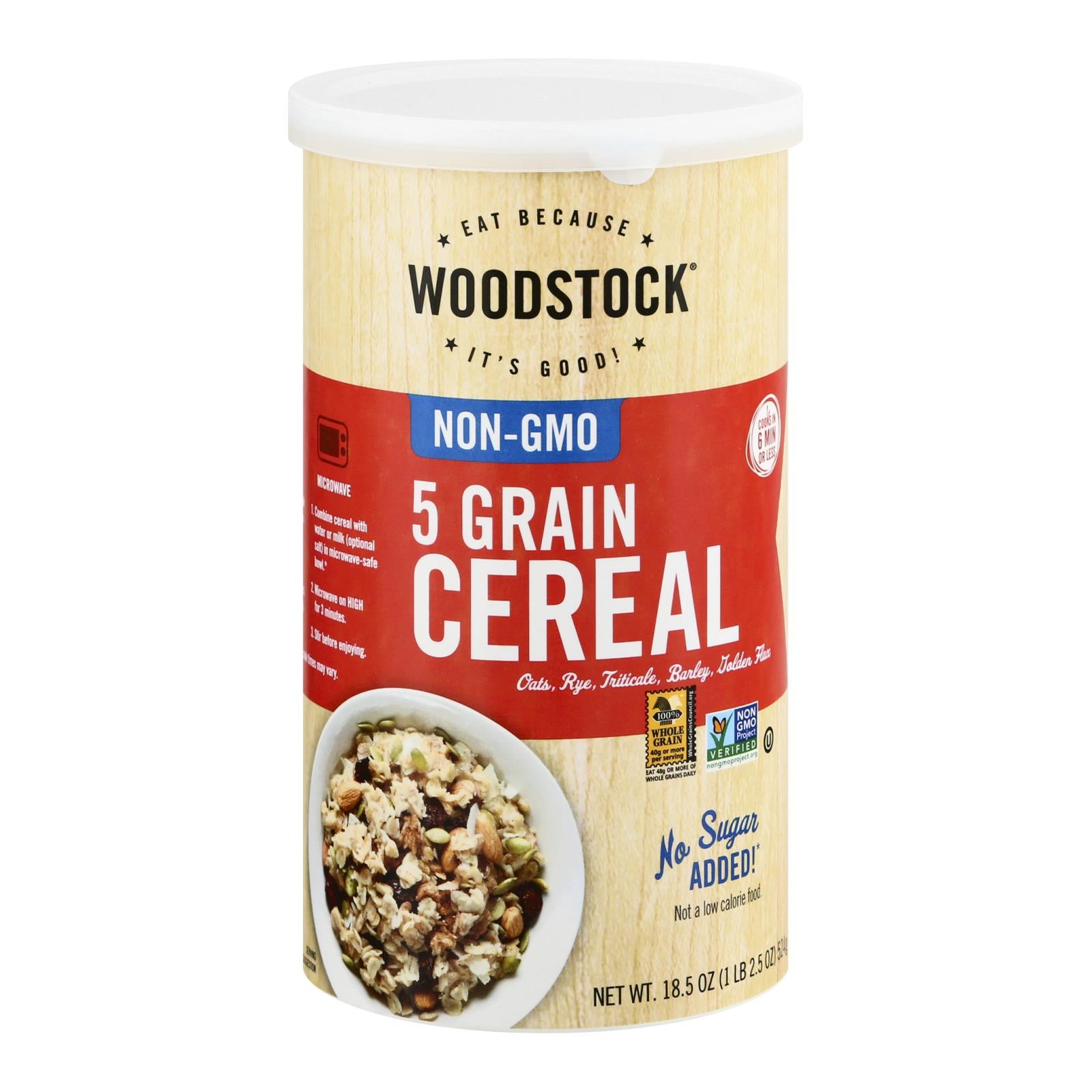 Woodstock Non-gmo 5 Grain Cereal - Case Of 12 - 18.5 Oz