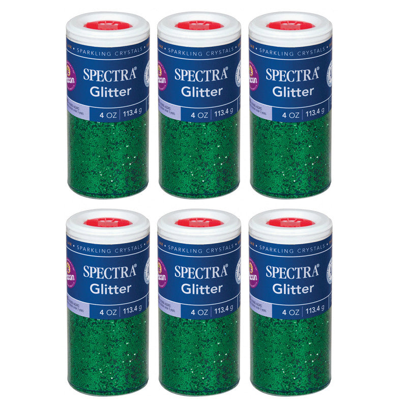 SPECTRA - Glitter, Green, 4 oz. Per Jar, 6 Jars