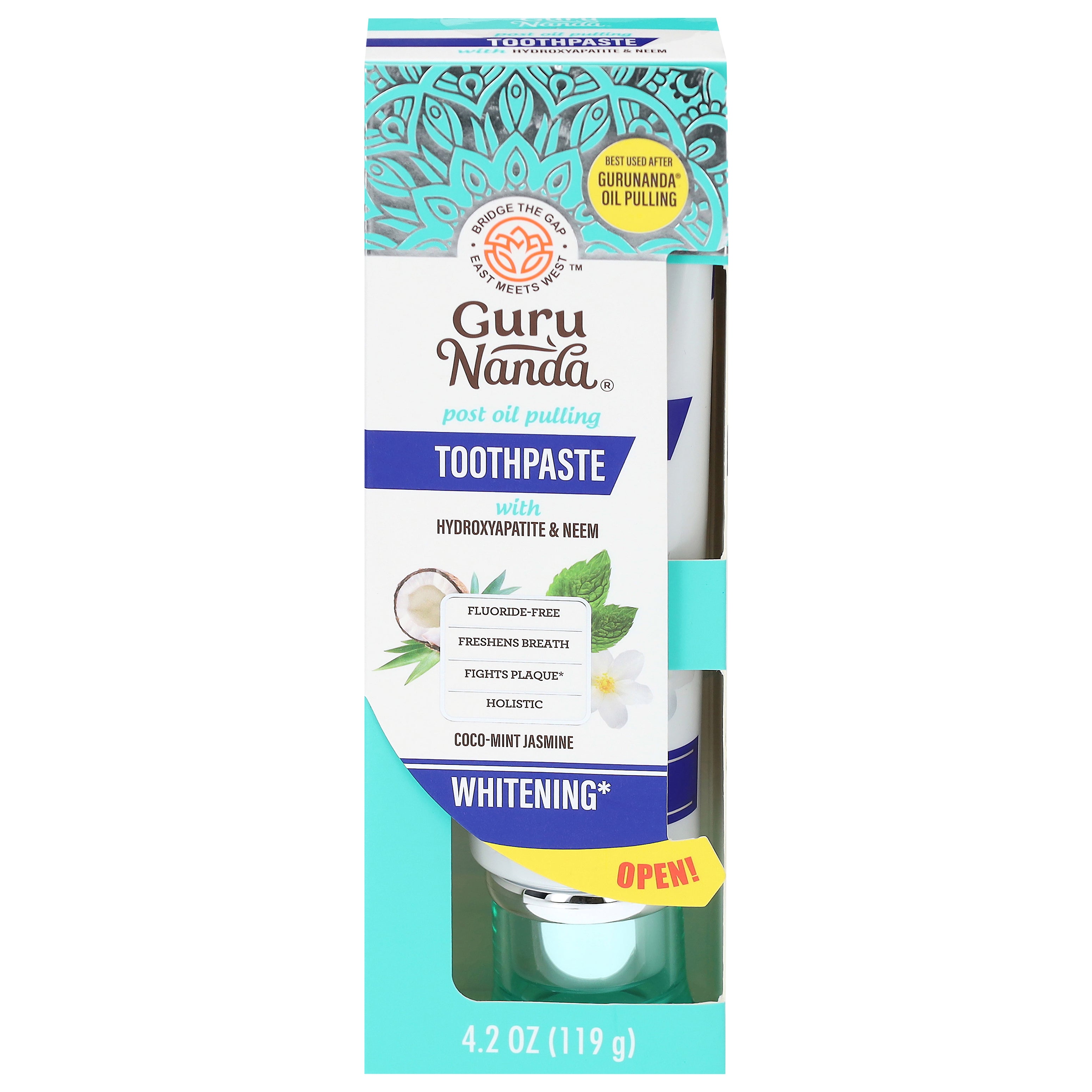 Guru Nanda Coco-Mint Jasmine Toothpaste with Hydroxyapatite & Neem 4.2 oz - Case of 1