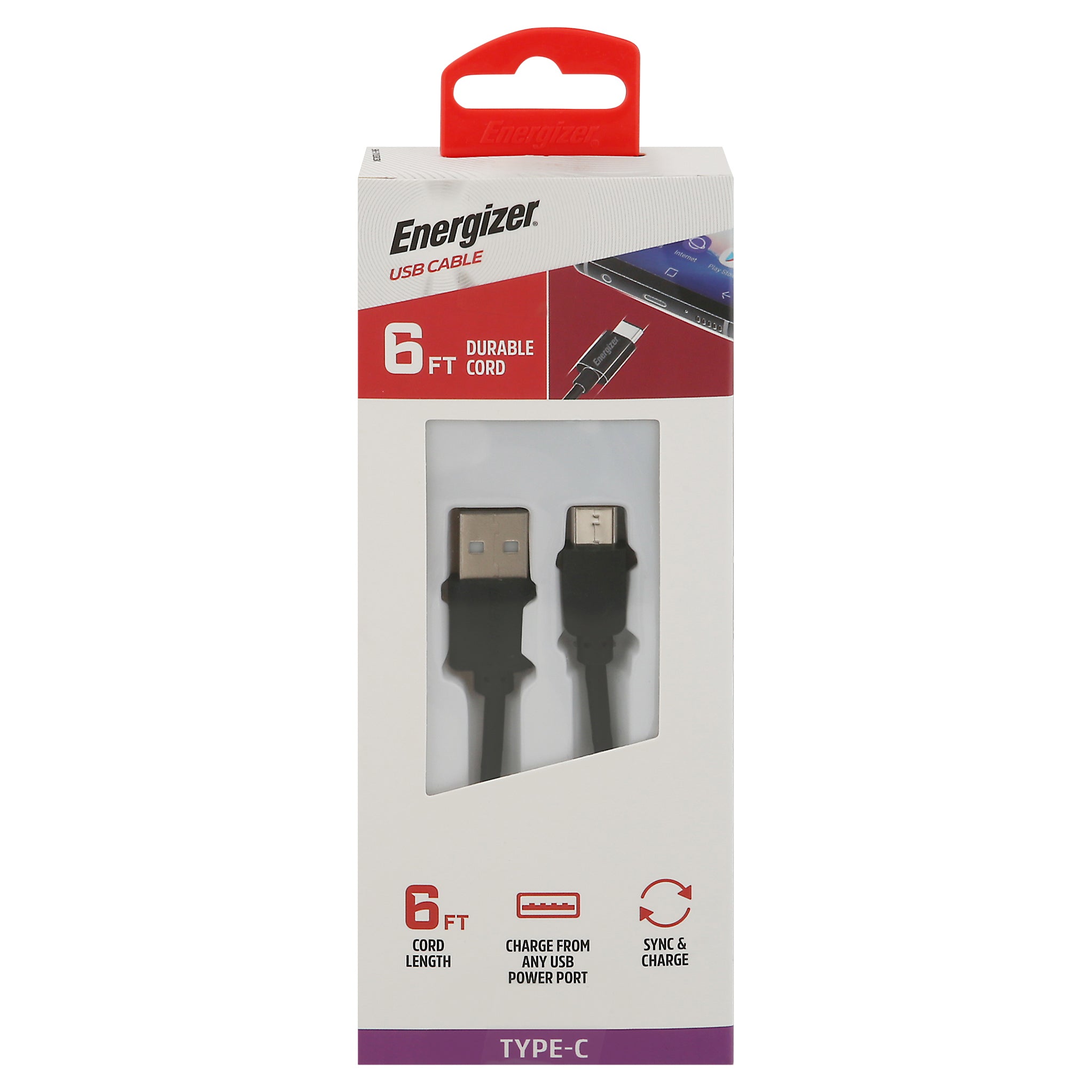 Energizer 6 Feet Type-C USB Cable 1 ea - Case of 6