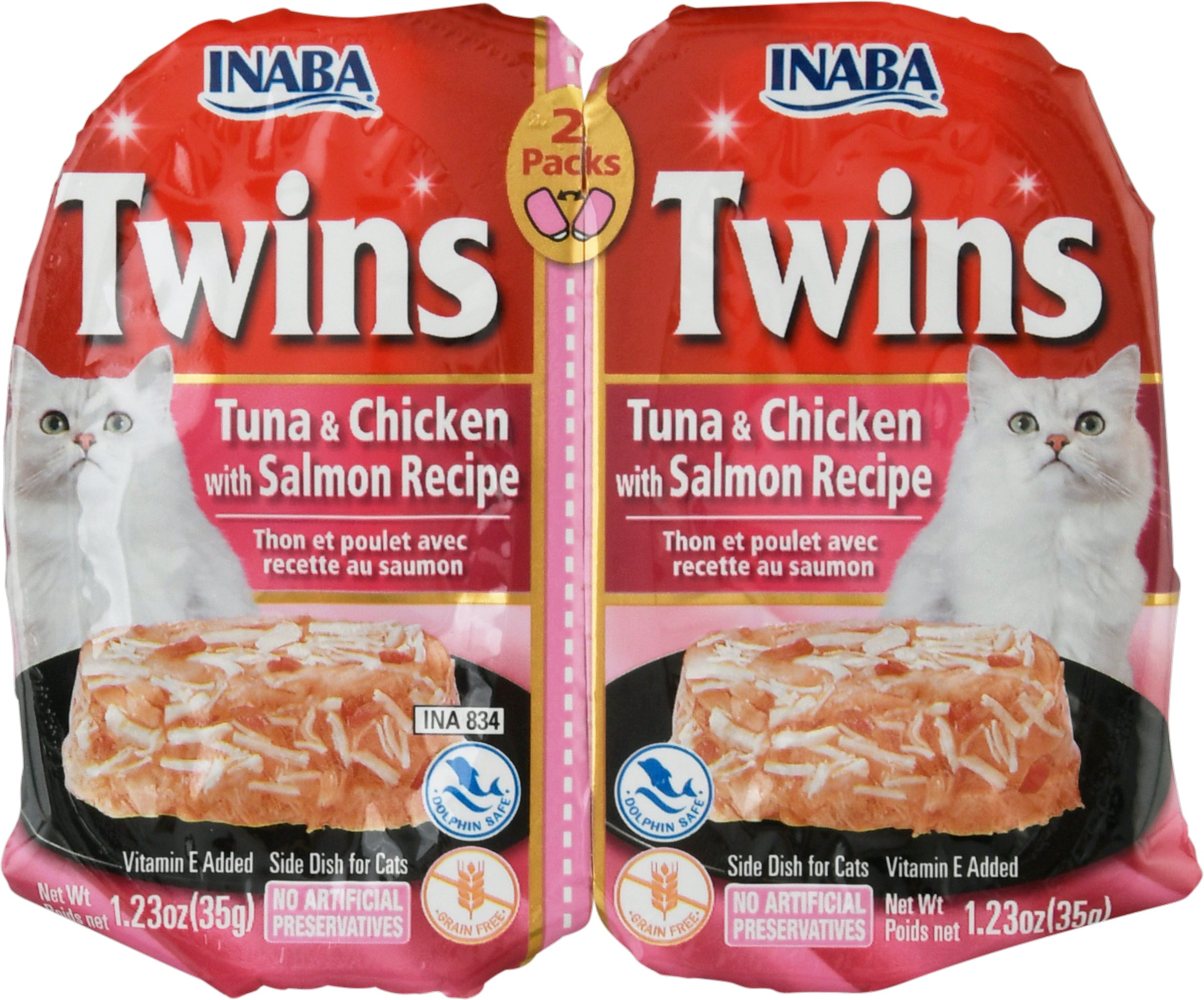 Inaba Twins Tuna & Chicken with Salmon Recipe Side Dish for Cats 2 ea Cup\Tub - Case of 8