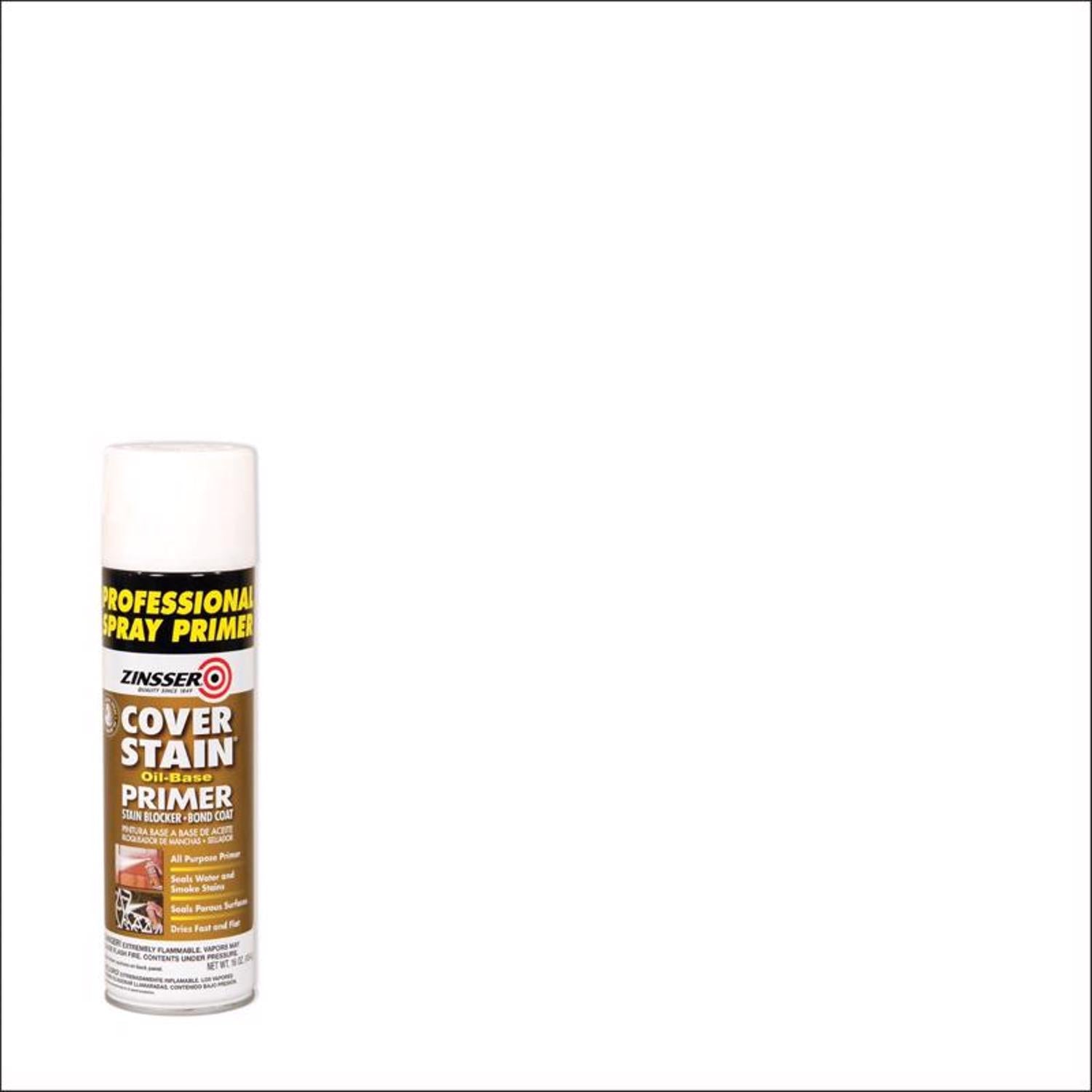 Zinsser Cover Stain White Flat Oil-Based Alkyd Spray Primer and Sealer 16 oz - Case of 6