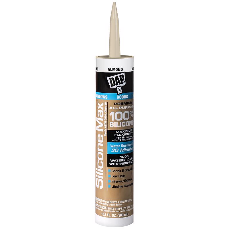 DAP - Dap Silicone Max Almond Silicone All Purpose Sealant 10.1 oz - Case of 12