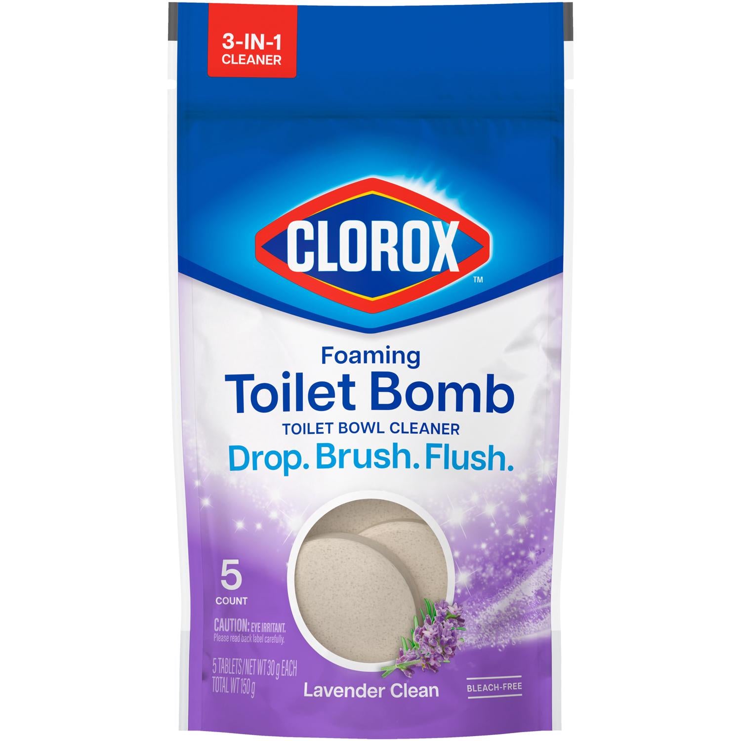 Clorox Foaming Lavender Scent Toilet Bowl Cleaner 5.3 oz Tablet - Case of 6