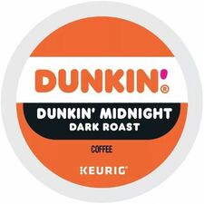 Dunkin'® K-Cup Midnight Coffee - Compatible with Keurig Brewer - Dark - 22 / Box
