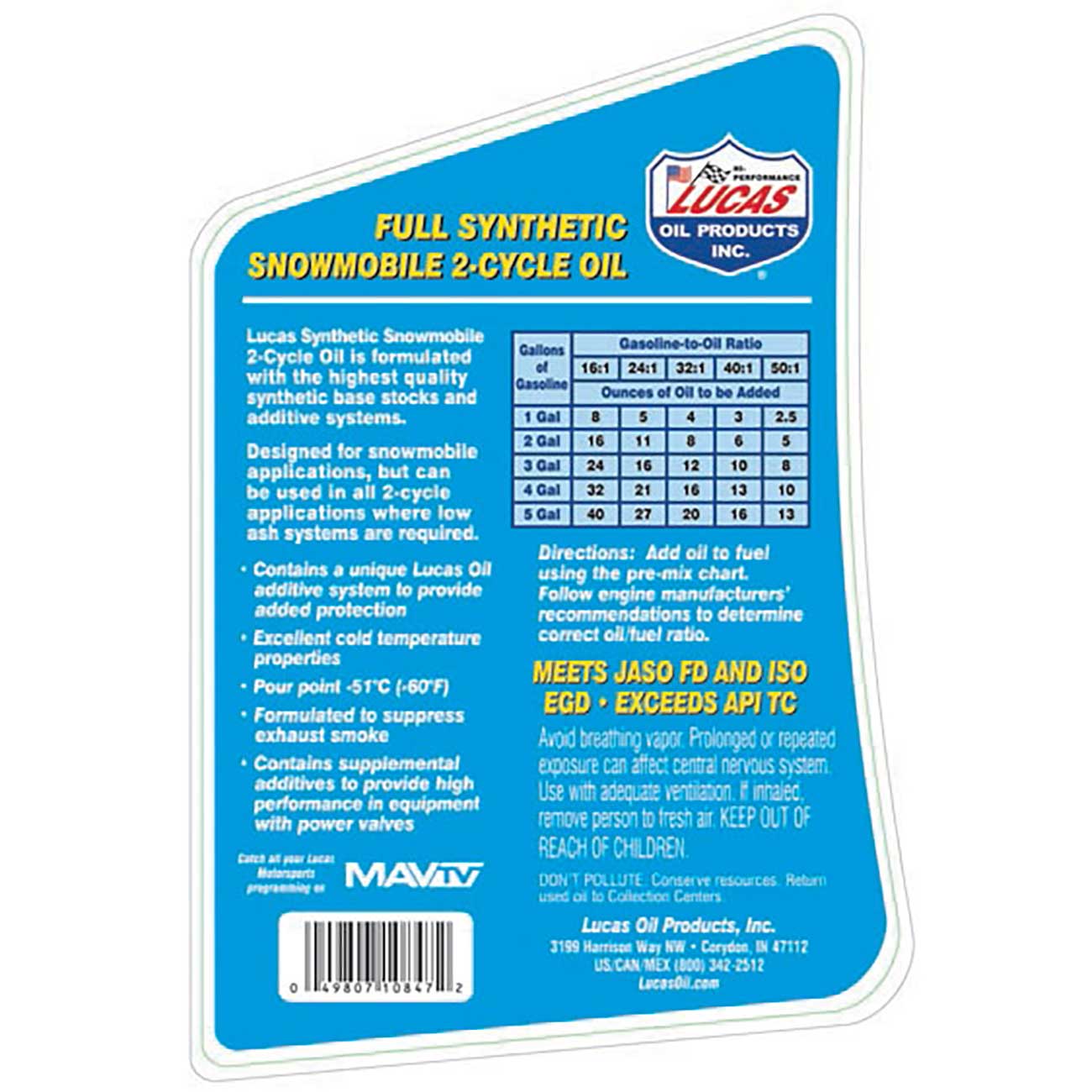 Lucas Oil Synthetic 2-Cycle Snowmobile Oil - 1 Gallon