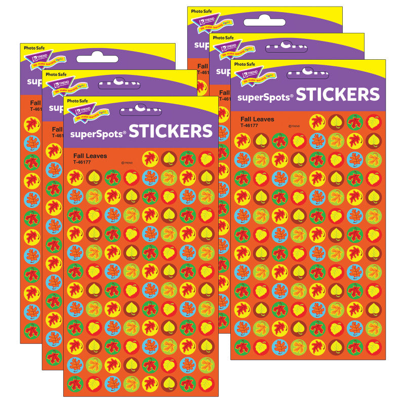 TREND - Fall Leaves superSpots® Stickers, 800 Per Pack, 6 Packs