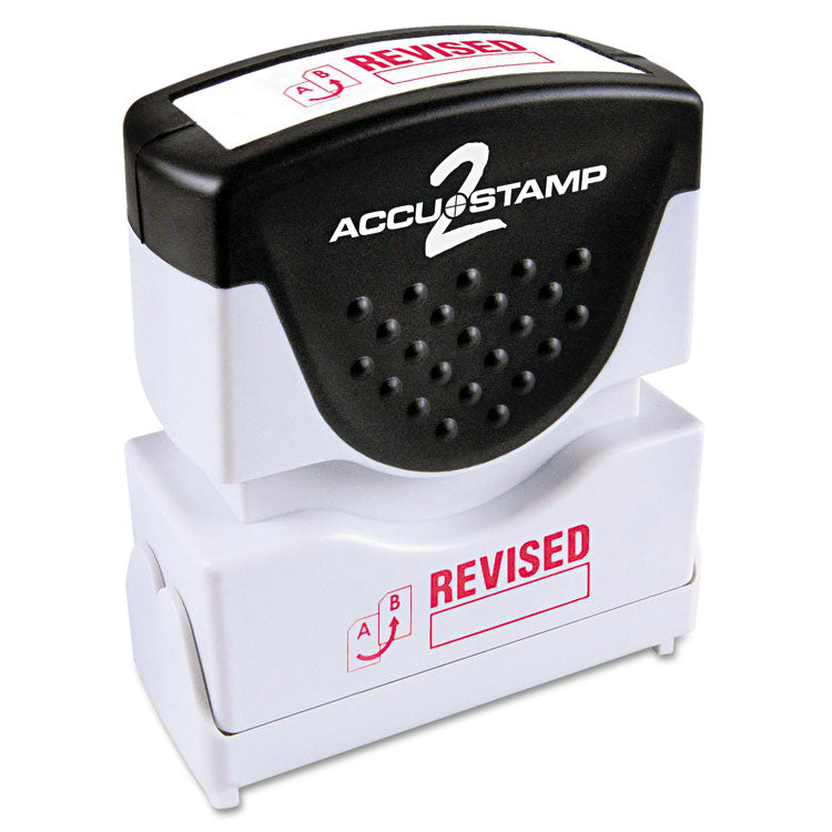 ACCUSTAMP2 - Pre-Inked Shutter Stamp, Red, REVISED, 1.63 x 0.5