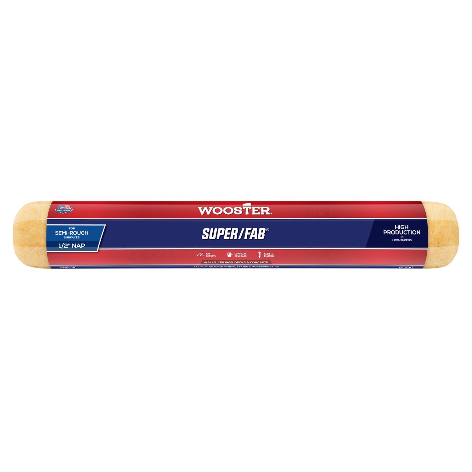 Wooster Super/Fab Fabric 18 in. W X 1/2 in. Regular Paint Roller Cover 1 pk - Case of 6