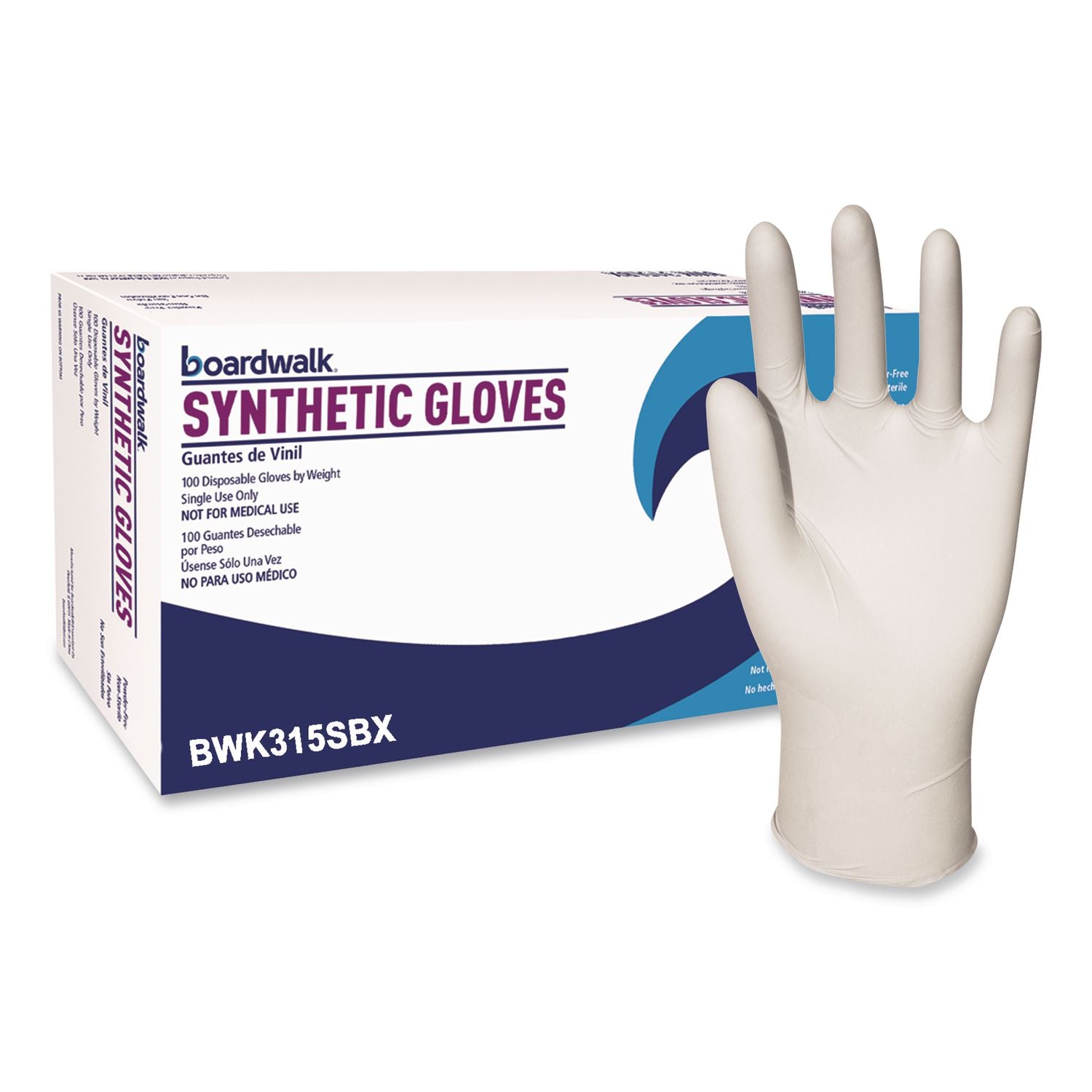 Powder-Free Synthetic Vinyl Gloves, Small, 4 mil Thick, 9.5" Long, Cream, 100/Box