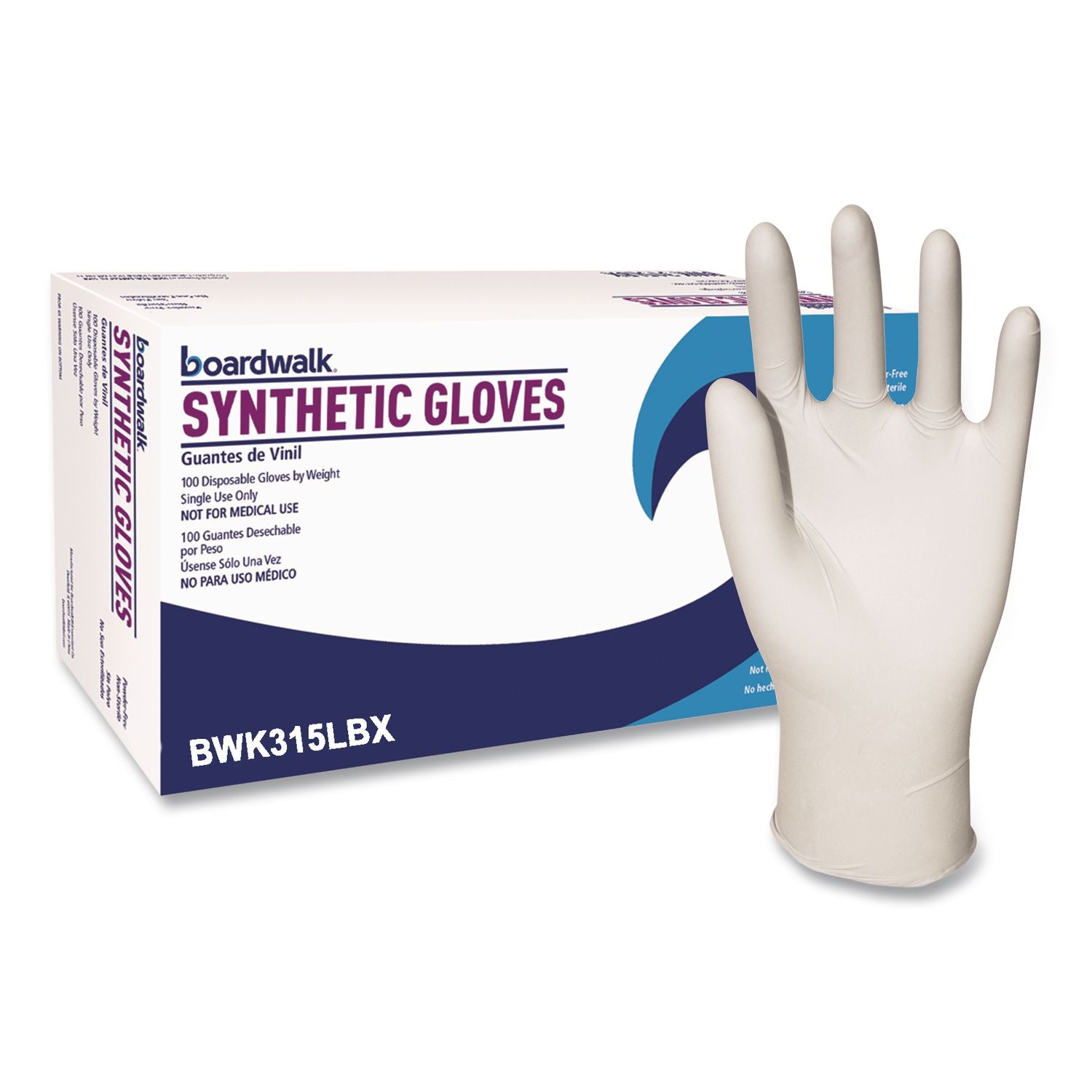 Powder-Free Synthetic Vinyl Gloves, Large, 4 mil Thick, 9.5" Long, Beige, 100/Box
