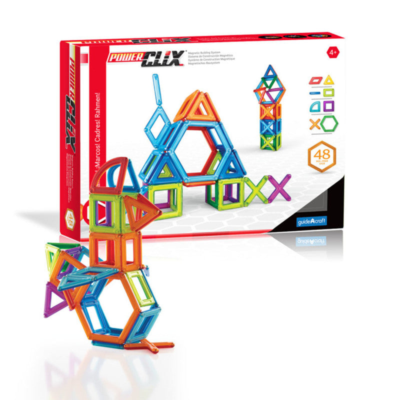 GUIDECRAFT - PowerClix® Frames, Magnetic Building Set, 48 Pieces