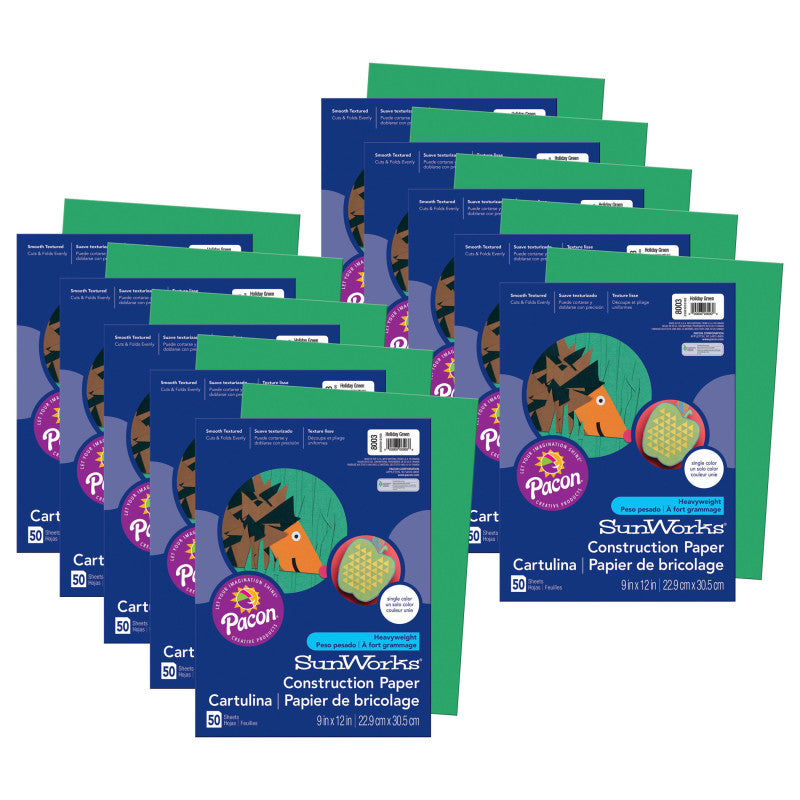 PRANG - Construction Paper, Holiday Green, 9" x 12", 50 Sheets Per Pack, 10 Packs