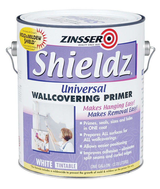 SHIELDZ - Zinsser Shieldz White Flat/Matte Water-Based Acrylic Wallcovering Primer 1 gal - Case of 4