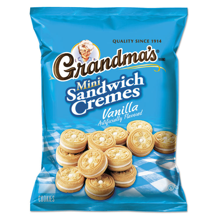 Grandma's - Mini Vanilla Creme Sandwich Cookies, 3.71 oz, 24/Carton