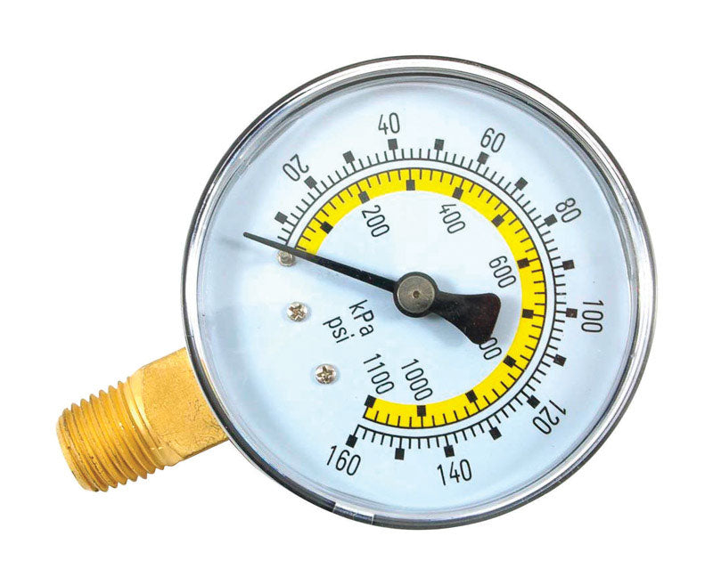 FORNEY - Forney Plastic Bottom Mount Air Pressure Gauge 1/4 in. NPT 160 psi 1 pc