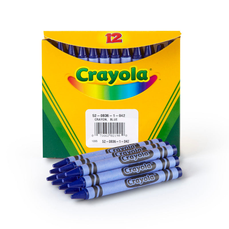 Single Color Bulk Crayons, Regular Size, Blue, 12 Count