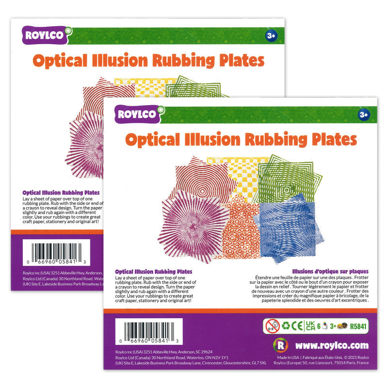 ROYLCO - Optical Illusion Rubbing Plates, 6 Per Pack, 2 Packs