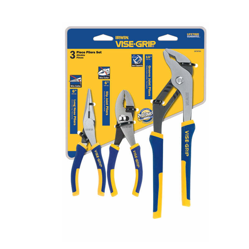 IRWIN - Irwin Vise-Grip 3 pc Nickel Chrome Steel Traditional Pliers Set Assorted in. L