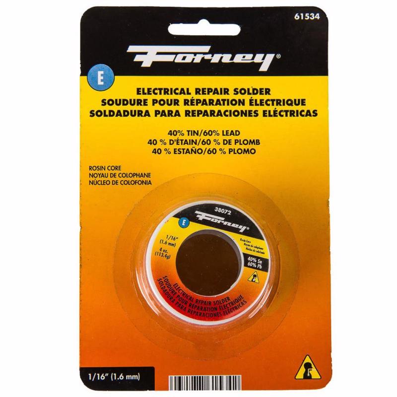 FORNEY - Forney 4 oz Rosin Core Solder Wire 0.06 in. D Tin/Lead 40/60 1 pc