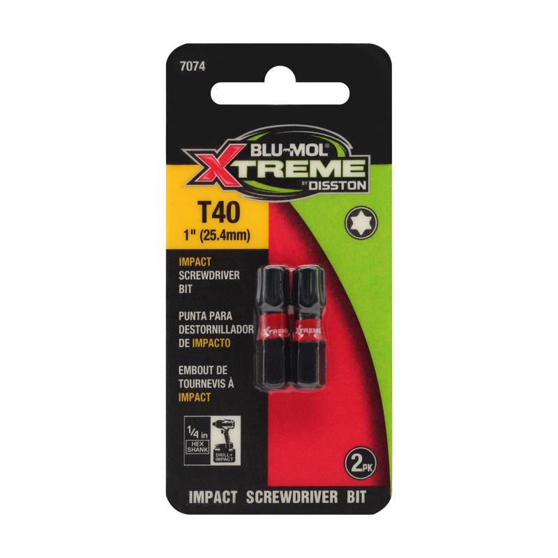 BLUMOL - Blu-Mol Xtreme Torx 40 X 1 in. L Screwdriver Bit S2 Tool Steel 2 pc