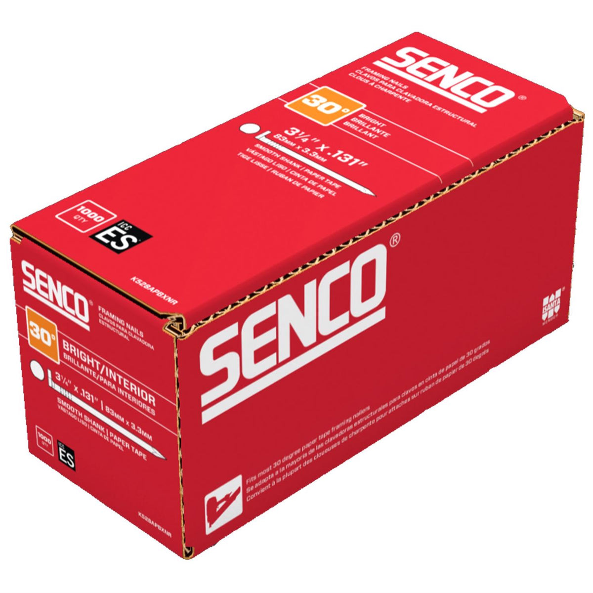 Senco 3-1/4 in. Framing Bright Steel Nail Diamond Head - Case of 3