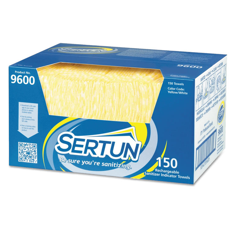 Sertun - Color-Changing Rechargeable Sanitizer Towels, 13.5 x 18, Yellow/White/Blue, 150/Carton