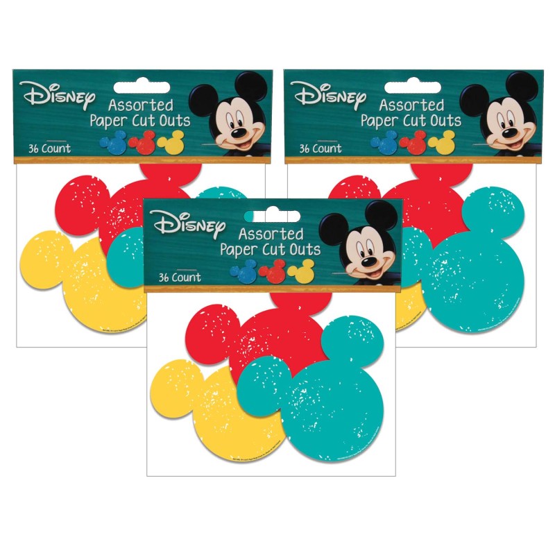 EUREKA - Mickey Mouse® Paper Cut Outs, 36 Per Pack, 3 Packs