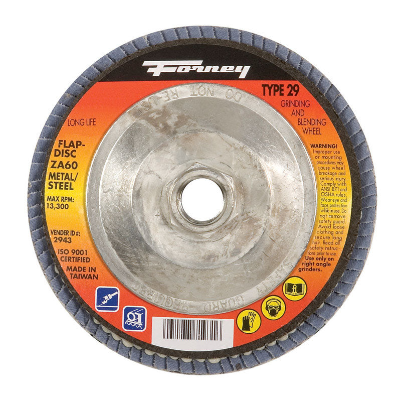 FORNEY - Forney 4-1/2 in. D X 5/8-11 in. Zirconia Aluminum Oxide Flap Disc 60 Grit 1 pc