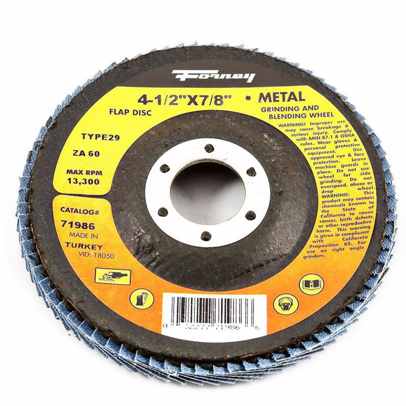FORNEY - Forney 4-1/2 in. D X 7/8 in. Zirconia Aluminum Oxide Flap Disc 60 Grit 1 pc