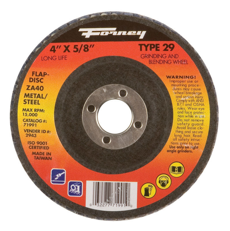 FORNEY - Forney 4 in. D X 5/8 in. Zirconia Aluminum Oxide Flap Disc 36 Grit 1 pc