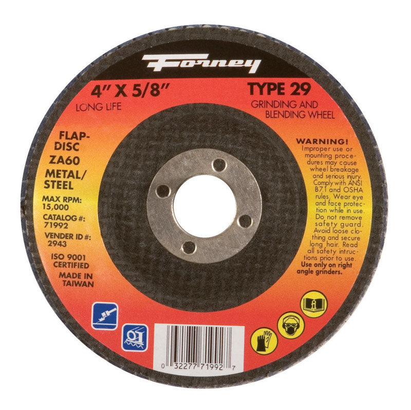 FORNEY - Forney 4 in. D X 5/8 in. Zirconia Aluminum Oxide Flap Disc 60 Grit 1 pc