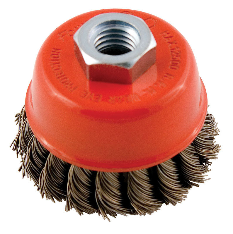 FORNEY - Forney 2.75 in. D X 5/8 in. Knotted Steel Cup Brush 12500 rpm 1 pc