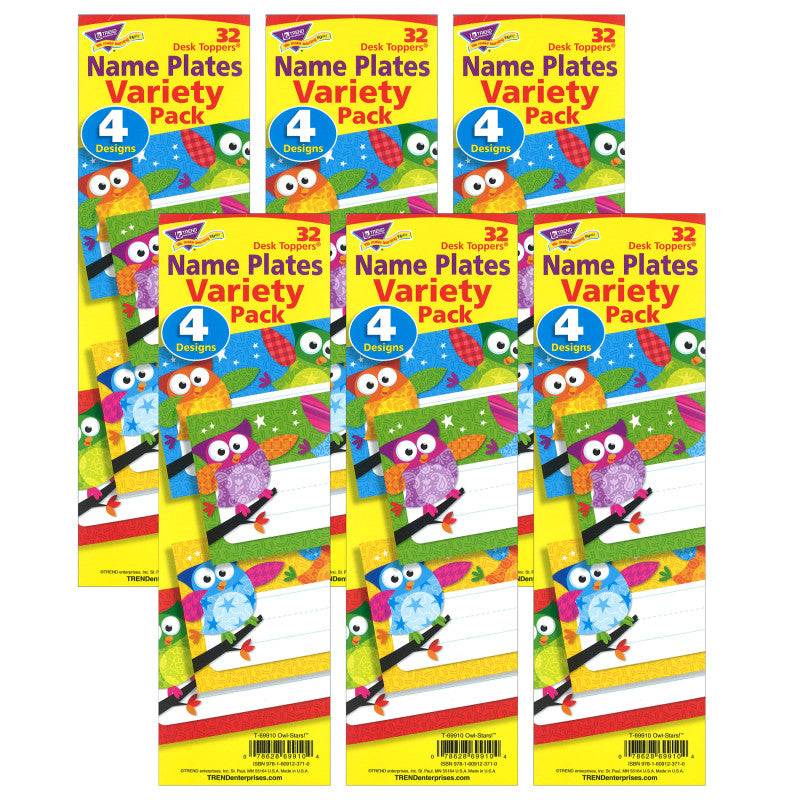 TREND - Owl-Stars!® Desk Toppers® Name Plates Variety Pack, 32 Per Pack, 6 Packs