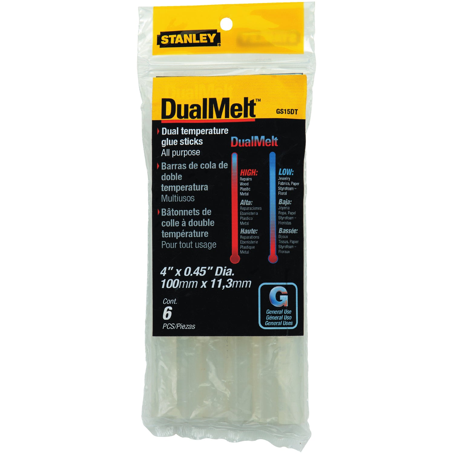 Stanley 0.5 in. D X 4 in. L Mini Glue Sticks Clear 6 pk