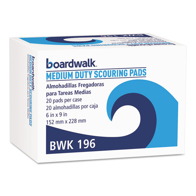 Boardwalk - Medium Duty Scour Pad, 6 x 9, Green, 20/Carton
