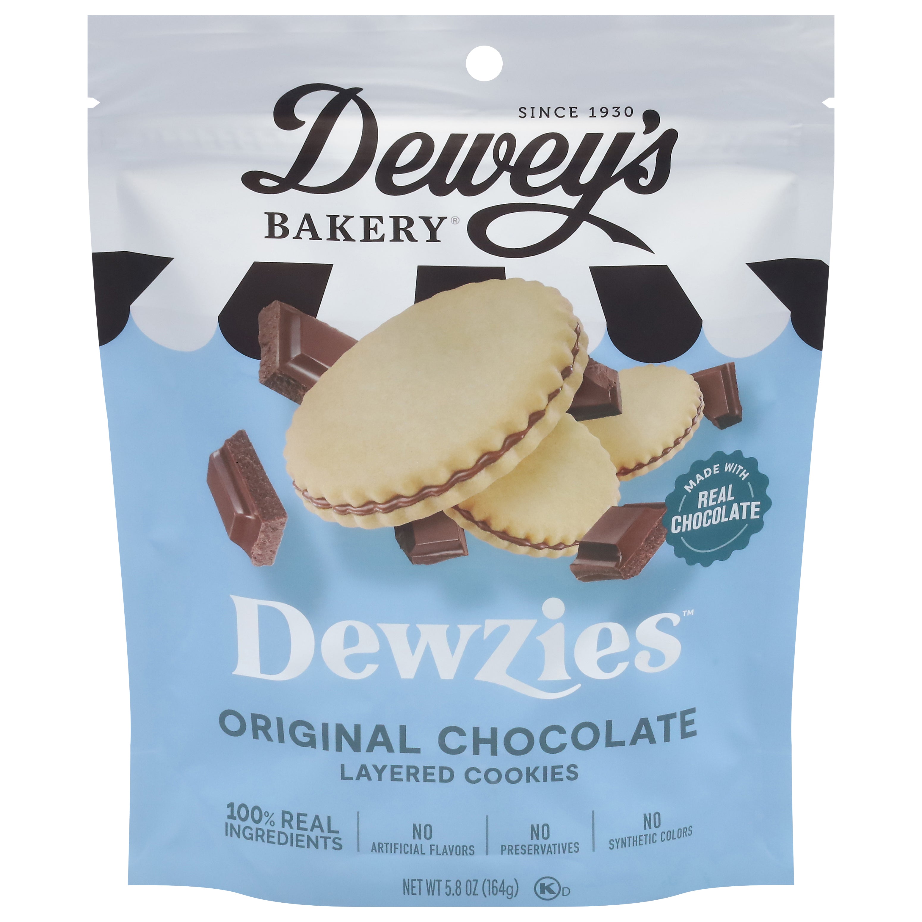 Dewey's Bakery Dewzies Layered Original Chocolate Cookies 5.8 oz - Case of 6