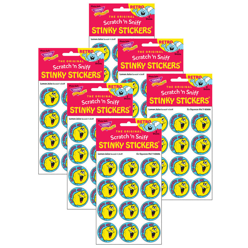 TREND - Ex-Squeeze Me!/Lemon Juice Scented Stickers, 24 Per Pack, 6 Packs
