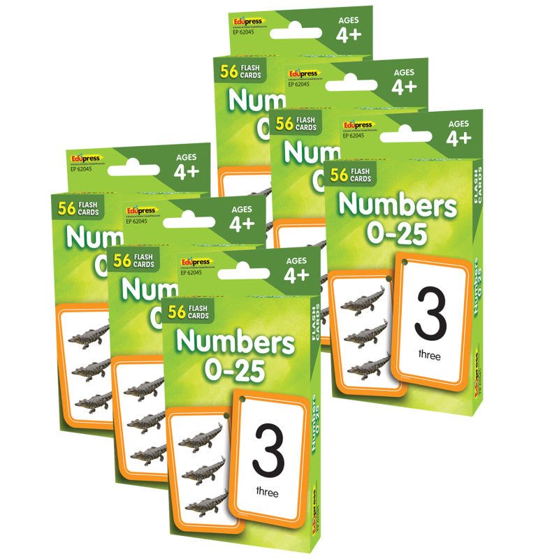 EDUPRESS - Numbers 0-25 Flash Cards, 6 Packs (EP-62045-6)
