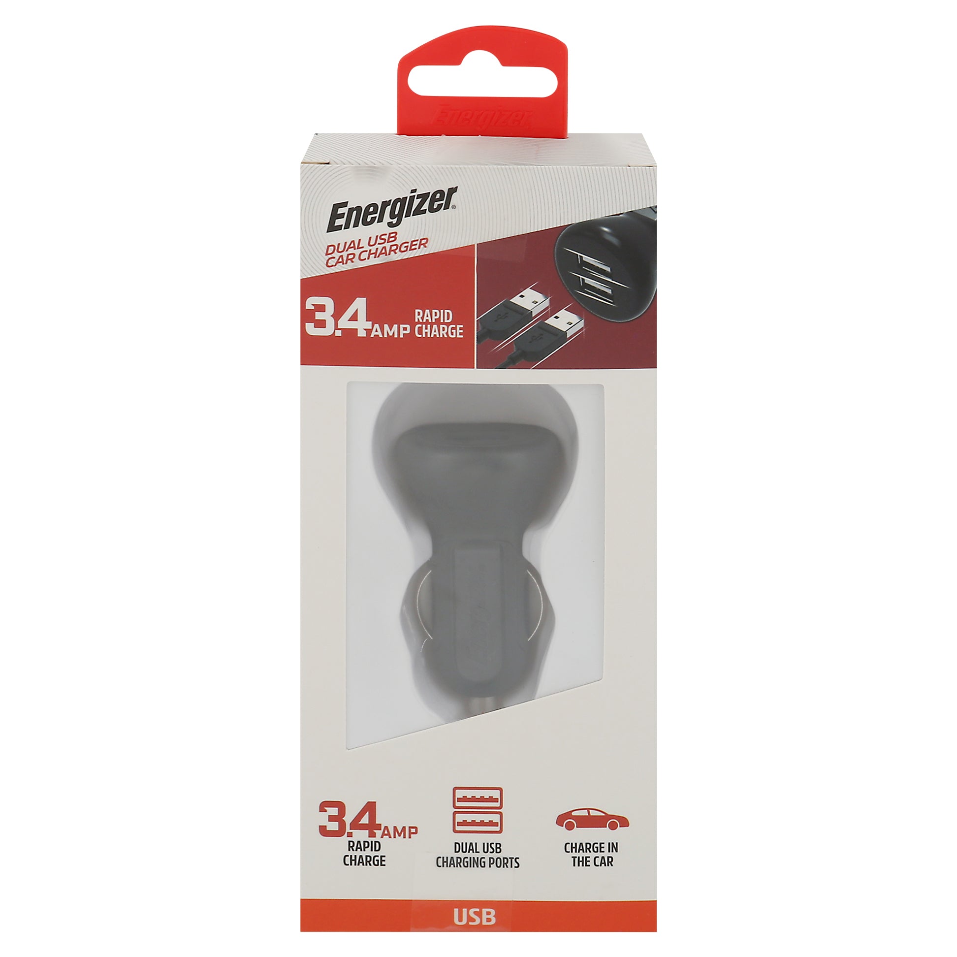 Energizer 3.4 Amp Dual USB Car Charger 1 ea - Case of 1