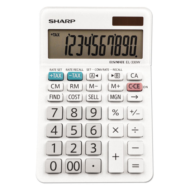 Sharp - EL-330WB Desktop Calculator, 10-Digit LCD