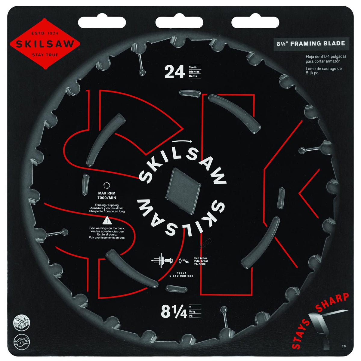 SKIL 8-1/4 in. D X 13/16 in. Carbide Tipped Steel Circular Saw Blade 24 teeth 1 pc