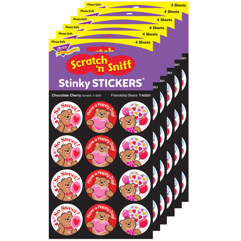 TREND - Friendship Bears/Chocolate Cherry Stinky Stickers®, 48 Per Pack, 6 Packs